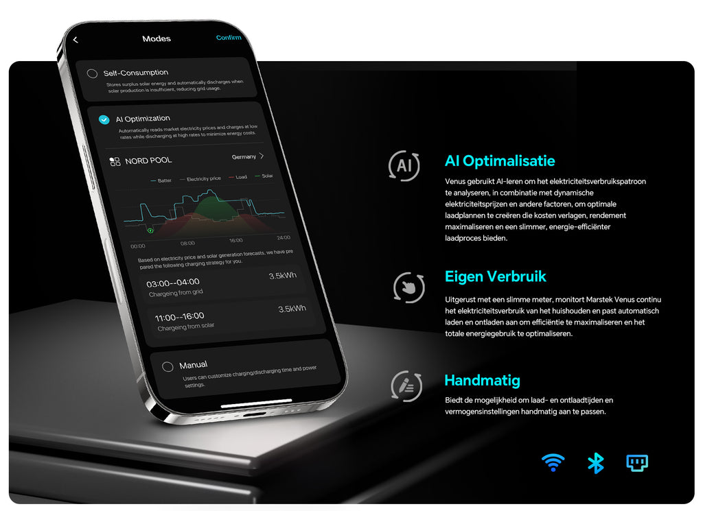 Marstek Venus E app monitoring real-time energiebeheer en batterijstatus dashboard